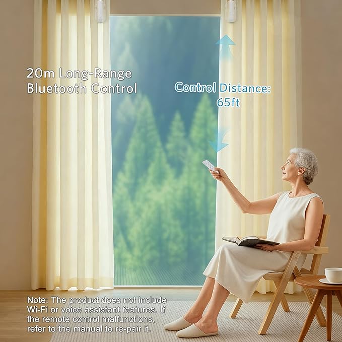 Automatic Curtain Opener Smart Motorized: 2-Pack Heavy Duty 20KG Load Electric Curtain Robot with Remote for Bedroom Living Room│6-Month Battery for Home/Office/Nursery│No WiFi Needed