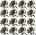 16 Pack Solar Ground Lights Outdoor, 8 LED Mini Flat Solar Disk Lights, IP65 Waterproof Anti-Rust Disc Light, Landscape Lighting for Garden Pathway Yard Walkway Driveway Lawn,Warm White