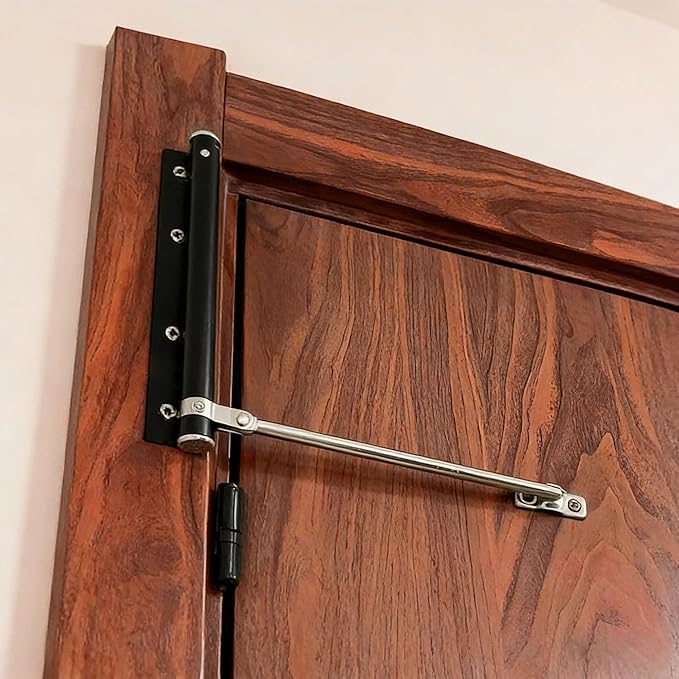 Automatic Door Closers for Home,Safety Spring Door Closer,Thick Stainless Steel Material,Adjustable Catch Speed,with Screw,Wrench,Easy to Install