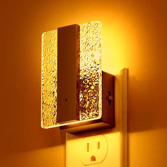DORESshop LED Night Lights Plug Into Wall [2 Packs], Decorative Night Light with Dusk-to-Dawn Sensor, Dimmable Nightlights, Adjustable Brightness Night-Lights for Bathroom, Hallway, Bedroom,Amber
