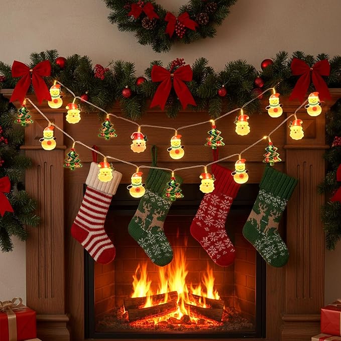 Christmas String Lights,10FT 20LED New Year Lights USB & Battery Operated (Not Included) 2026 Cute Christmas Fairy Lights,2 Flashing Modes for Christmas Tree Decor Indoor Outdoor,Home,Party,Wedding