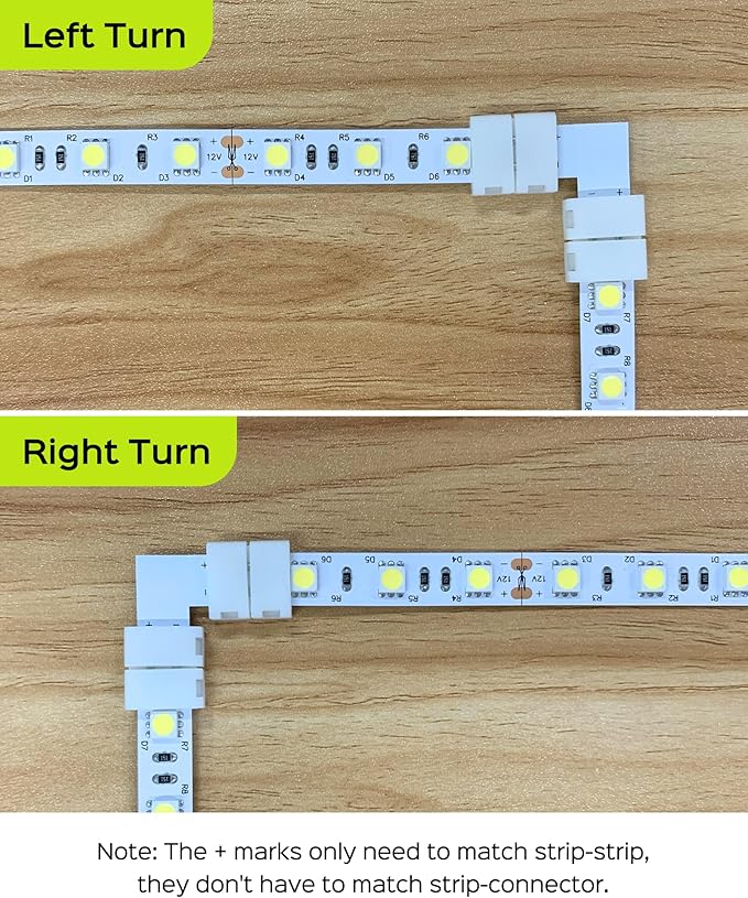 JACKYLED 10mm 2-Pin LED Strip Connectors for LED Strip Lights, Total 22Pcs Corner Connectors Kit for Unwired Gapless Solderless Adapter Extension - 10mm 2pin 10 Pack