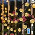 SeaShine Rechargeable Battery Operated String Lights - 2×22ft 50LED Crystal Globe String Lights, IP65 Waterproof Battery Fairy Lights with Remote Timer for Bedroom Outdoor Camping Christmas Warm White