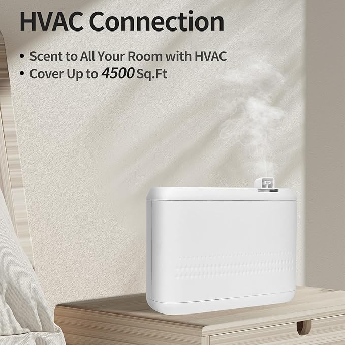 Smart Scent Air Machine for Home, HVAC Scent Diffuser for Essential Oils with Cold-Air Diffusion Diffusion System, Waterless Aromatherapy Diffuser 850ml Covers Up to 8000 Sq.Ft, White