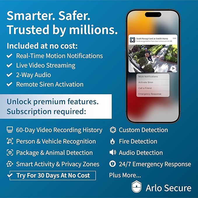 Arlo Video Doorbell HD | 2nd Gen | Wireless/Wired Option, 2-Way Audio, Night Vision, Head to Toe Video View, Integrated Siren | Live Stream | Real Time Notifications |180 Deg Wide View, White