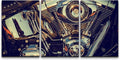 wall26 Canvas Print Wall Art Set Close Up of Chrome Motorcycle Engine Transportation Vehicle Photography Realism Chic Scenic Colorful Multicolor Ultra for Living Room, Bedroom, Office - 24"x36"x3
