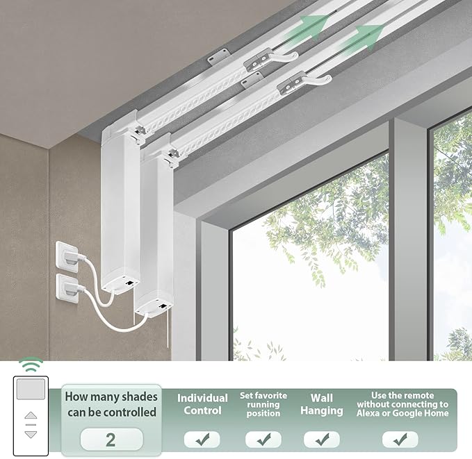 Yoolax Motorized Curtain Rod Compatible with Alexa Hardwired Smart Electric Drape Track System with Remote (88-157" W)