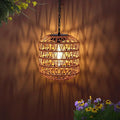 Livinlarge Solar Pendant Light Outdoor,Chandelier Hanging Lantern with Edison Bulb,Boho Solar Powered Lamps IP44 Waterproof for Gazebo Tree Porch Yard Porch Patio Garden Backyard Decorative