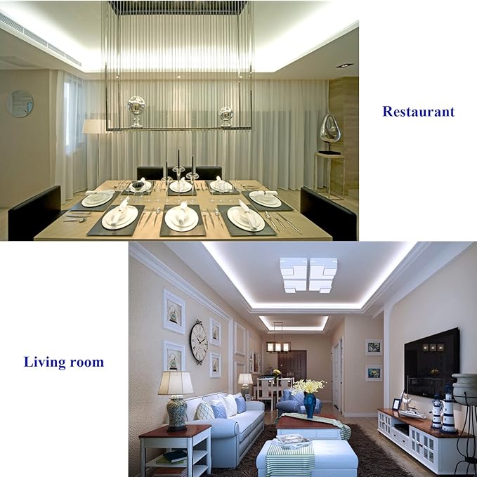 16.4ft White Led Strip Lights, 12V Waterproof Led Strip Lights Flexible Light Strip Indoor for Bedroom, Kitchen, Bathroom(Not Included Power)