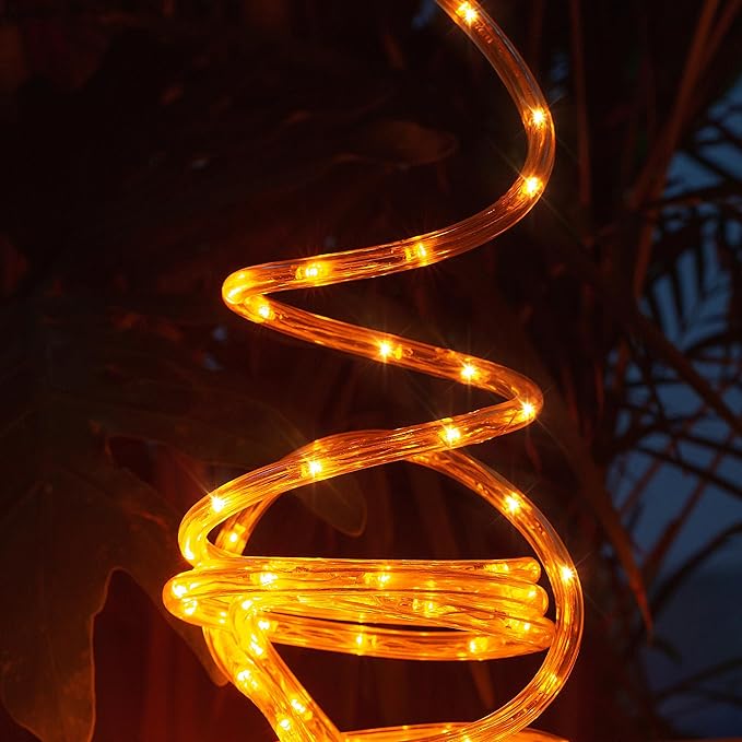 50ft Orange Rope Lights, Connectable for Indoor & Outdoor,110V Transparent Flexible Tube Lights,Waterproof Clear LED Rope Lighting for Outside, Deck, Patio, Pool, Camping, Bedroom Decor Landscape