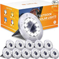 Biling Solar Outdoor Lights 12 Pack, Bright 12 LEDs Solar Ground Lights Waterproof, Flat Landscape Lighting Solar Powered for Yard Walkway Pathway Garden Driveway (White)