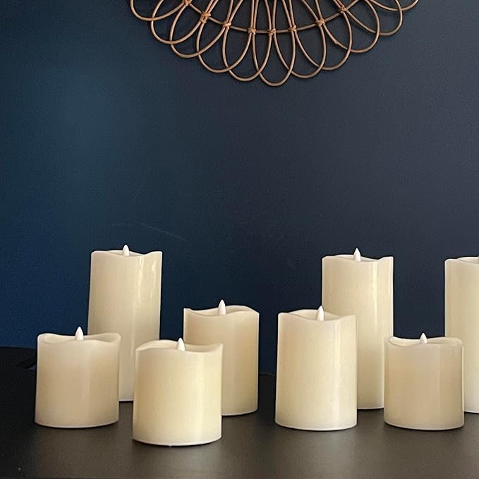 Stonebriar 6 Count Real Ivory Wax 3x4 Flameless LED Pillar Candles with Remote and Timer
