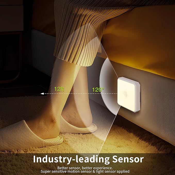 Motion Sensor Night Light Indoor - Cordless Battery Powered Under Cabinet Lighting, Stick-on Magnet LED Closet Lights, Safe Light for Stairs, 4000K Nightlight 3-Pack (Pink)