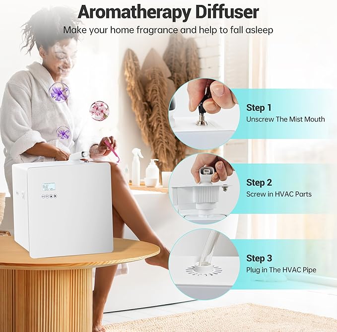2026 𝐔𝐩𝐠𝐫𝐚𝐝𝐞𝐝 𝟓𝟎𝟎𝟎 𝐒𝐪.𝐅𝐭 1000ml Capacity HVAC Waterless Essential Oil Diffuser with Wi-Fi Control, Whole House Smart Scent Air Machine, Cold Air Tech for Whole Home, Hotel, Party