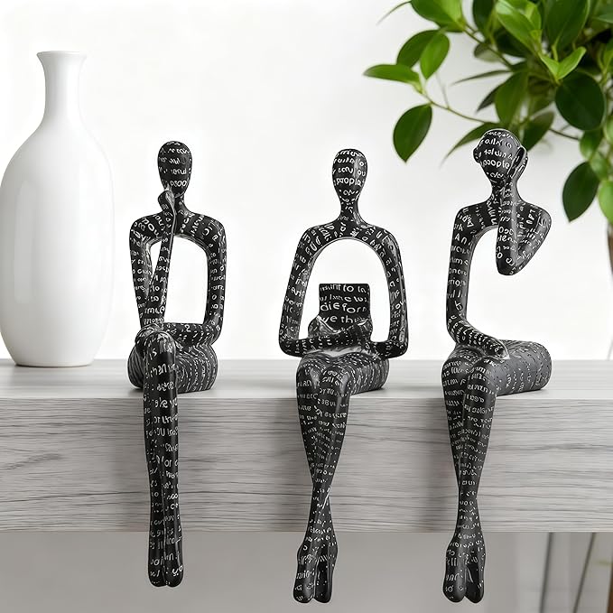 XINXUAN Letter - Black Statue Home Decor - Modern Bookshelf & Desk Decor - 3 Piece Set