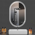 Oval LED Bathroom Mirror, 24"x 48" Frameless LED Mirror with Front Light and Backlit, Anti-Fog, Dimmable Modern Wall Mounted Lighted Mirror，Pill-Shaped Smart Mirror Bathroom