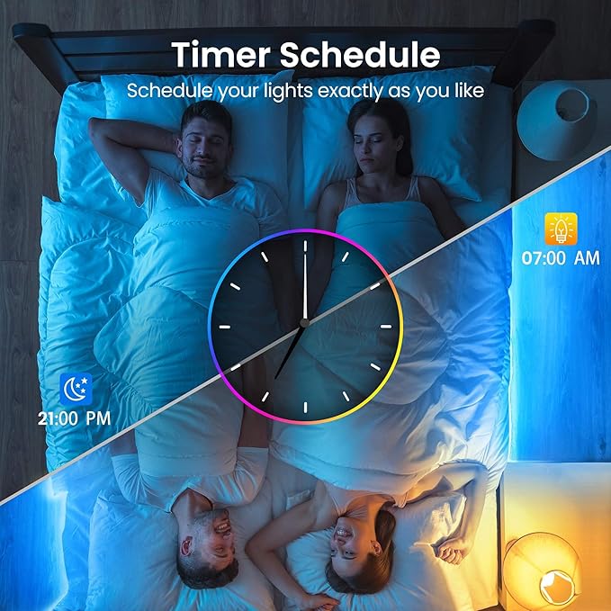 TJOY 100ft Smart Led Strip Lights for Bedroom, Compatible with Alexa, RGB Color Changing Music Sync Led Lights with App Remote,Multi-Color Wireless Led Strip Lighting for Bedroom (APP+Remote+Voice)