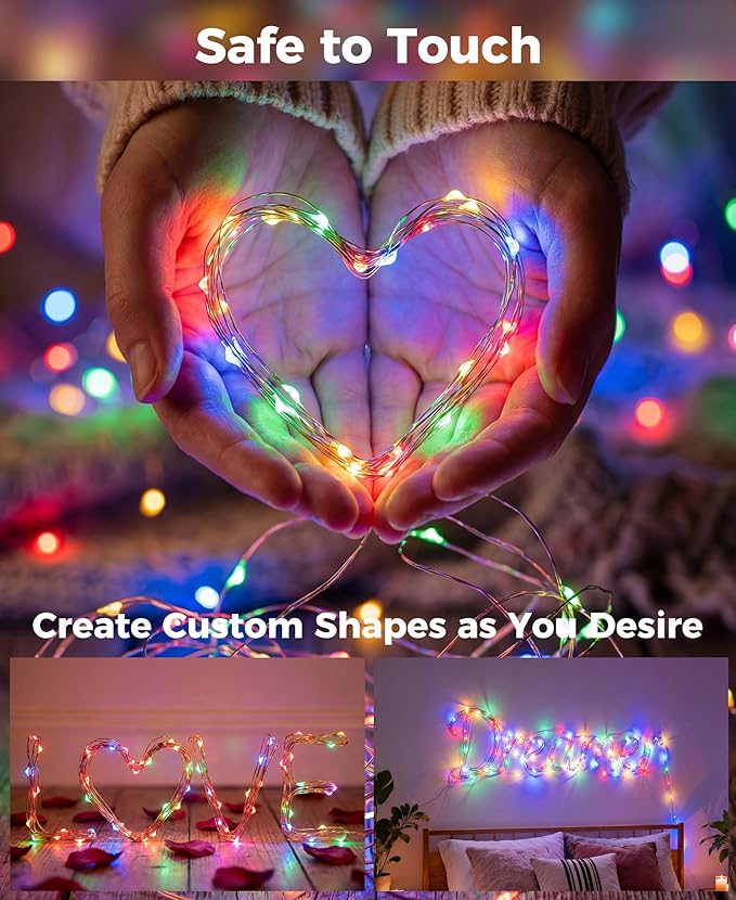 Plug-in Fairy Lights, 33 Ft 100 LED String Light with Remote, 8 Modes, Timer and Dimming Twinkle Lights for Indoor, Bedroom, Party, Decoration, Holiday, Multi-Colored