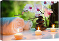 wall26 Canvas Print Wall Art Massage Stones, Candles & Orchid Flowers Floral Botanical Photography Realism Tropical Zen Colorful Multicolor Ultra for Living Room, Bedroom, Office - 12"x18"