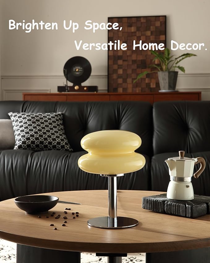 Mushroom Lamp Table Lamp for Night Stands,Mid Century Modern Desk Lamps for Bedroom, Vintage Dimmable Bedside Small Lamps, Cute Cool Home Room Aesthetic Decor for Living Room(Cream)