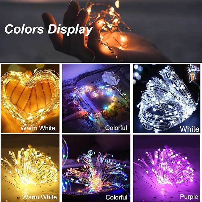 ZGWJ Fairy Lights Battery Operated, 12 Pack Mixed-color Twinkle String Lights 20 LED 7FT Waterproof 3 Lighting Modes for Easter Decor, Halloween, Christmas, Wedding Party Indoor and Outdoor Decoration