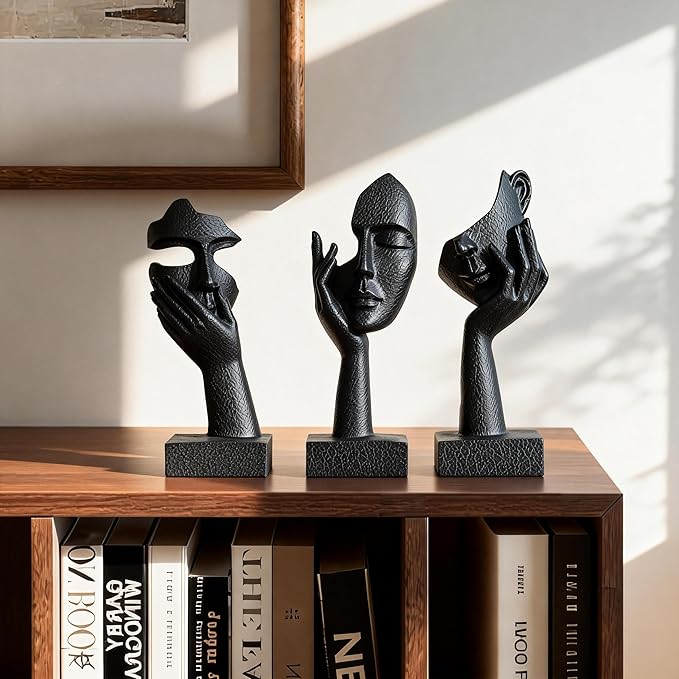 Aris & Juno 3 Pcs Thinker Statue Set - Abstract Sculpture Home Decor for Living Room, Office Desktop, and Room Decor - Adorable Resin Figurines for Shelves, Coffee Tables and TV Stand, Gift for Women