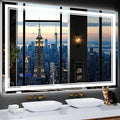 55"x36" LED Bathroom Mirror with Anti-Fog, Stepless Dimmable Lights, 3 Color Modes, Shatter-Proof Tempered Glass,Waterproof Design