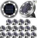 Solar Ground Lights,18 Pack Flat Solar Lights Outdoor Waterproof, Bright LED Solar Disc Lights, 6000K Cool White Landscape Lighting for Outside Yard Garden Pathway Driveway Lawn