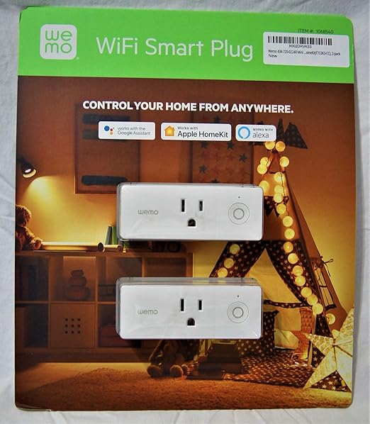 Wemo 43K-720-0224R Mini Smart Plug Compatible with Alexa, Google Assistant & Apple HomeKit(F7C063-CC), 2-Pack