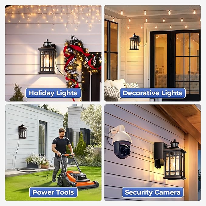 Outdoor Wall Light Fixtures with GFCI Outlet, Adjustable Sensitivity Motion Sensor Outdoor Lights, Oil Rubbed Bronze Anti-Rust Outside Lighting Fixture Sconce for Patio, Garage, Waterproof