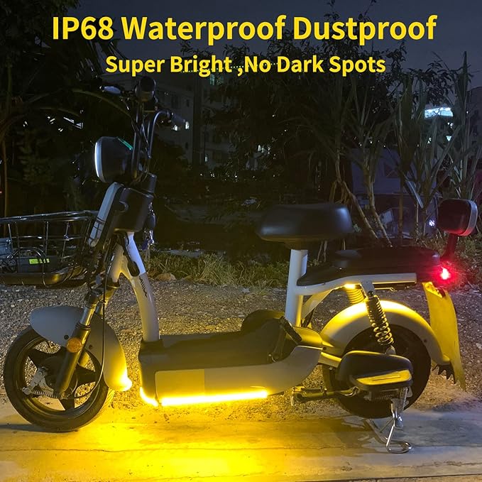 YM E-Bright Car Led Strip Lights for Golf Cart Underglow Motorcycles Marine Boat Kayak Interior Exterior 36SMD Waterproof IP68 Upgrade Solid Silicone 12V 12inch Yellow (Pack of 4)