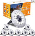 Biling Solar Ground Lights Outdoor 8 Packs, 12 LEDs Bright Flat Solar Lights Outdoor Waterproof Solar Powered for Yard Walkway Garden Driveway (White)