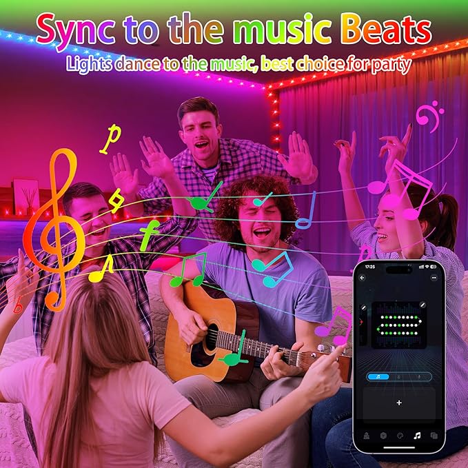 99ft Rope Lights for Outside, 300 LED String Light Outdoor Waterproof Plug in with Remote & APP Control, 16 Million Colors Changing Music Sync Fairy Lighting for Indoor Bedroom Christmas Decor