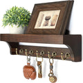 Rebee Vision Acacia Wood Key Holder Wall Mount for Room Decor – Rustic Key Holder for Wall with Shelf for Displaying Plants – Stylish Entryway Organizer for Apartment (Dark Acacia)
