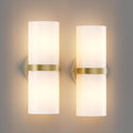 Gold LED Wall Sconce Set of 2 Indoor Hardwired for Living Room Bedroom Hallway Corridor Warm White 3000K (with G9 Bulbs)