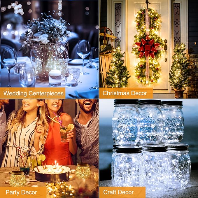btfarm 30 Pack Fairy Lights Battery Operated [3 Modes], 7ft 20 Led Twinkle Lights String Lights Waterproof Bulk Small Mini Silver Wire for Christmas Mason Jars Wedding Table Centerpiece