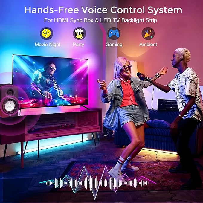 LightingWill 9.8Ft LED TV Backlight Sync to Screen with HDMI Sync Box Kit, 72 LEDs/m TV Lights that Sync with TV, 4K@60Hz RGB-IC Strip for 60-65 Inch TVs, Works with Alexa Google Home PS5 Xbox