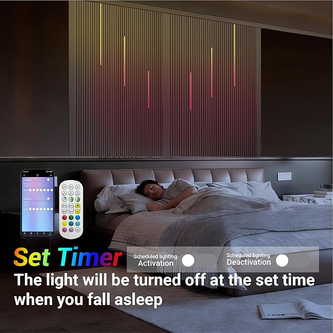 HAMRVL Black RGB+IC Smart Recessed Lighting Kit - 6pcs Wall Panel Lights for Acoustic Panels, APP/Remote Control, Music Sync, Chasing Effects, Slat Wall Lights for Wood Wall Panel (2*24+2*32+2*40 in)
