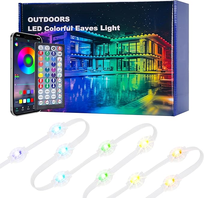 permanent outdoor lights 100FT Smart RGB Outdoor Lights - IP67 Waterproof LED Strip Lights with App/Remote Control, for Holiday Decor, Garden, Patio & Home Accent Lighting (Permanent Installation)