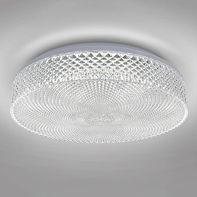 OOWOLF Flush Mount LED Ceiling Light Fixture, 2700K-6500K Super Bright 36W 3600LM 13.78 Inch Dimmable Warm/White Light Kitchen Light Modern Ceiling Lamp for Bedroom Bathroom, Chandeliers with Remote
