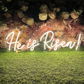 He is Risen LED Neon Signs for Wall Decor Neon Wall Art Acrylic LED Lights with Hanging Chain Light Up for Bedroom Decor Graduation Bar Pub Wedding Party 5V USB Powered Dimmable
