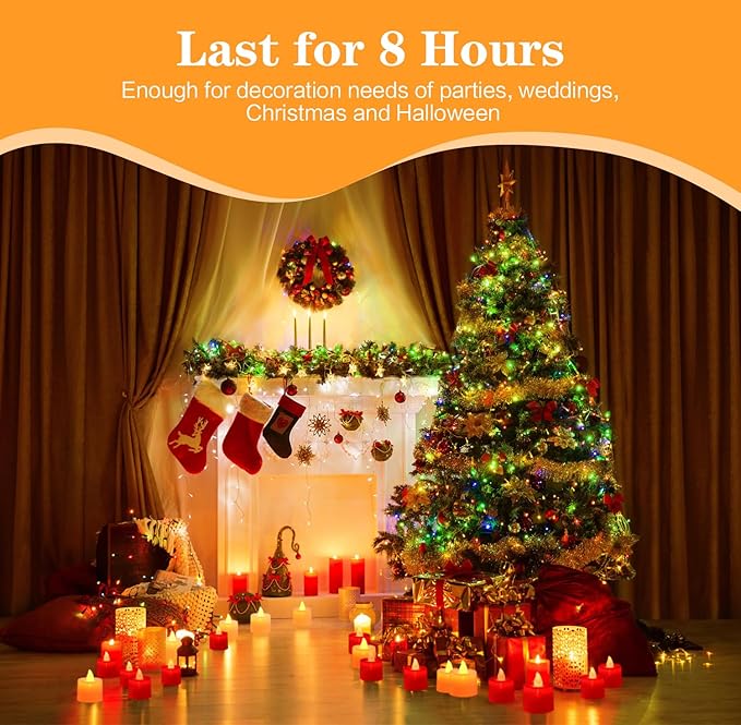 KOABY 50 Pack Flameless Votive Candles, Last8H+, Warm Yellow Light, No Timer or Flickering