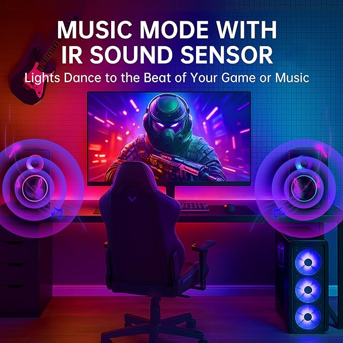 Smart RGB Light Bars for Gaming Desk & TV, 9.5" LED Monitor Backlight for PC Gaming, Ambient Lighting for TV Room (Fits up to 75"), Music Sync Color Changing TV Backlight, Bluetooth App Control