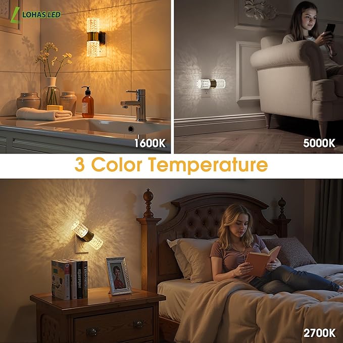 L LOHAS LED Night Light,Modern Night Lights Plug into Wall,2 Pack Amber-3000K-5000K Adjustable Color Temperature Night-Light,Dimmable Nightlights with Dusk to Dawn Sensor for Rooms Bathroom Hallway