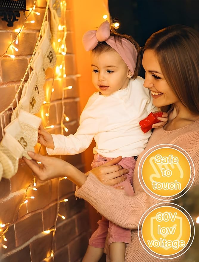 String Lights Indoor Bedroom, 98FT 200 LED Fairy String Lights Outdoor Waterproof, 8 Modes Memory Twinkle Christmas Light Plug in for Classroom Dorm Patio Tree Garden Decor (Warm White)
