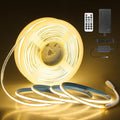 65.6FT/Roll COB Led Strip Lights 3000K 24V with Dam-Process Dimmable LED Light Strip with Remote/App CRI 90+ Warm White 480LED/M Super Bright Flexible LED Tape Light for Bedroom Cabinet DIY Lighting