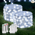 Led Fairy Lights Battery Operated, 2 Pack Outdoor String Lights, Mini Battery Powered Copper Wire Starry Fairy Lights for Bedroom, Christmas, Parties, Wedding, Centerpiece (White)