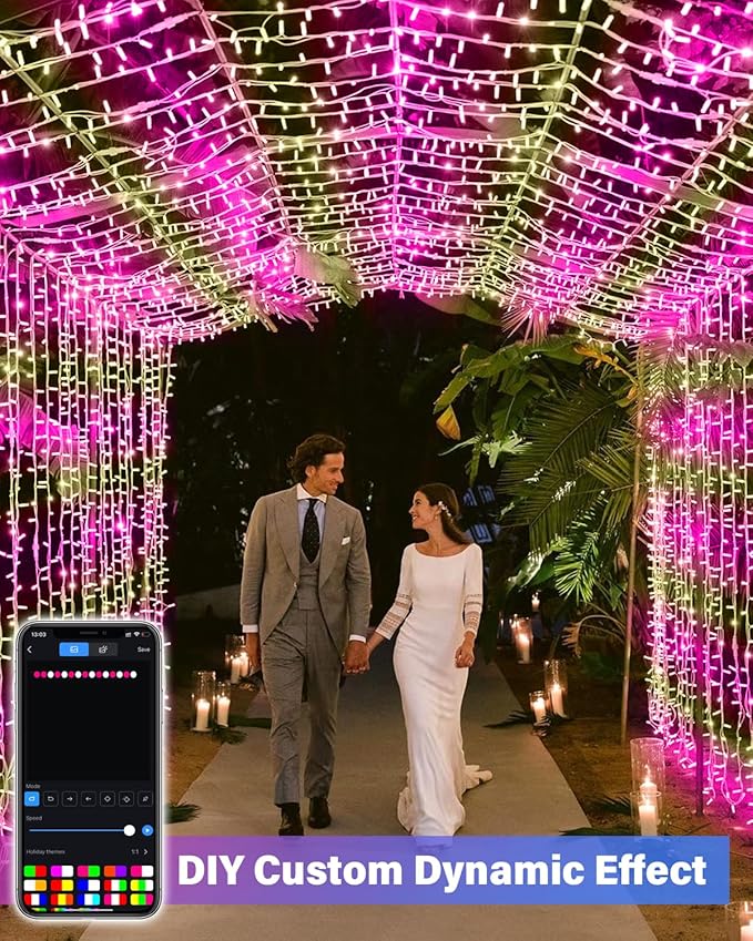 99FT 300Led Smart Christmas String Lights Color Changing, DIY Dynamic Outdoor Tree Lights App Remote Control Music Sync, Group Control Fairy Twinkle Lights for Indoor Xmas Fence Handrails Decorations