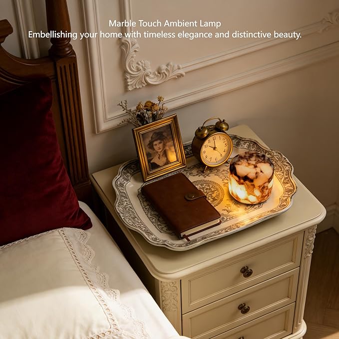 Marmor Marble Lamp Table Lamp Unique Stone lamp Type-C 3 Way Bedside Lamps Ambient Lighting for Bedroom Night Stands Small Night Light Decorative LED Warm Ambient Portable Lamps for Rechargeable