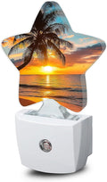 Tropical Palm Trees Nightlight,Sunset Beach Star Night Lights Plug into Wall Decorations for Bedroom Bathroom,Dusk to Dawn Sensor Kitchen Hallway Stairs Energy Efficient Desk Lamp